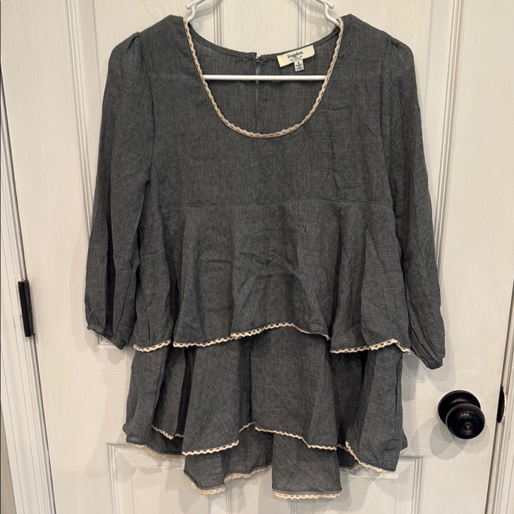 Hayden Gray Tiered Tunic with Relaxed Fit